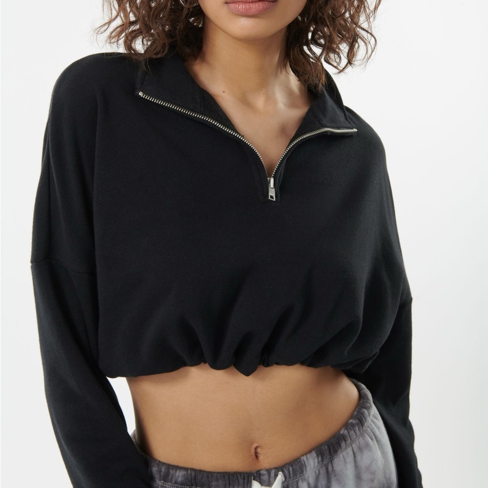 GARAGE | Crop 1/4 Zip with Cinch Hem